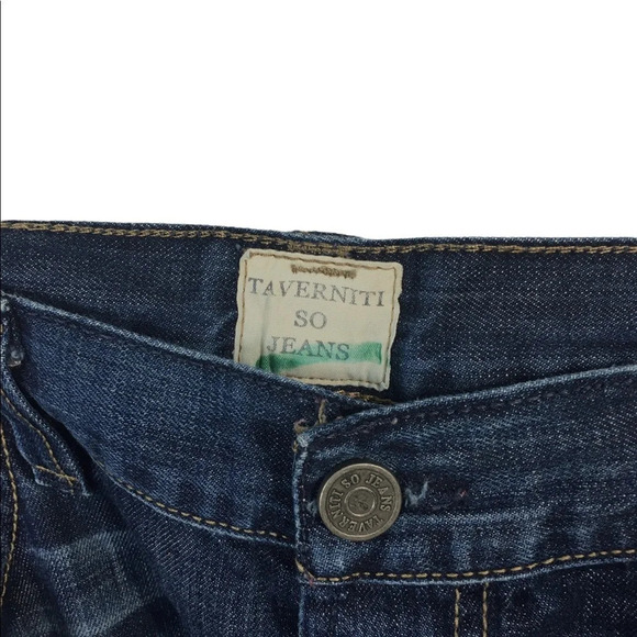 MJ484 Mens Taverniti So Jeans Distressed Boot Cut Denim Button Fly Jeans 40x33 - Picture 5 of 9